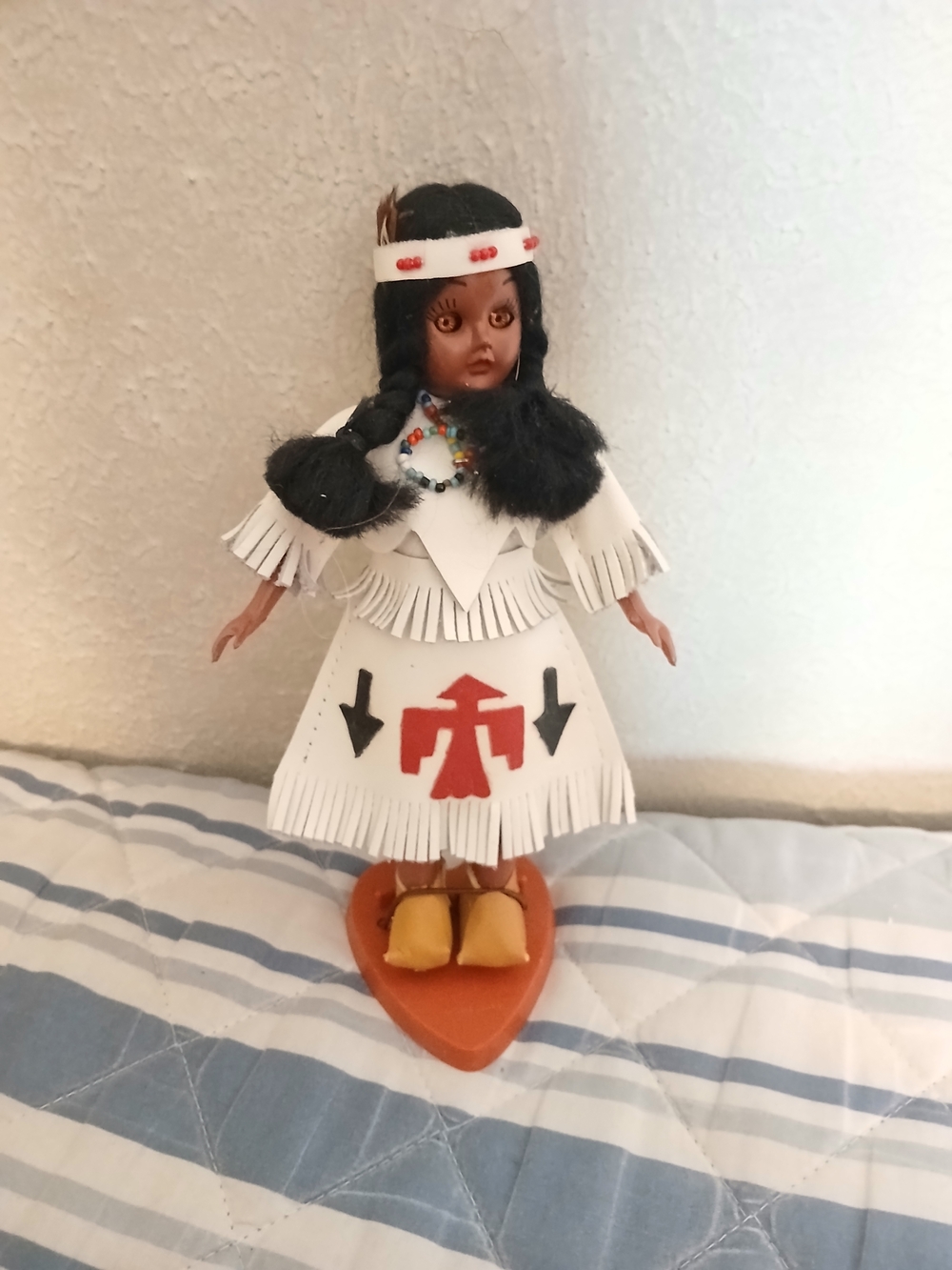 Carlson Dolls White and Black Native-Style Kids Doll with Beaded Accents